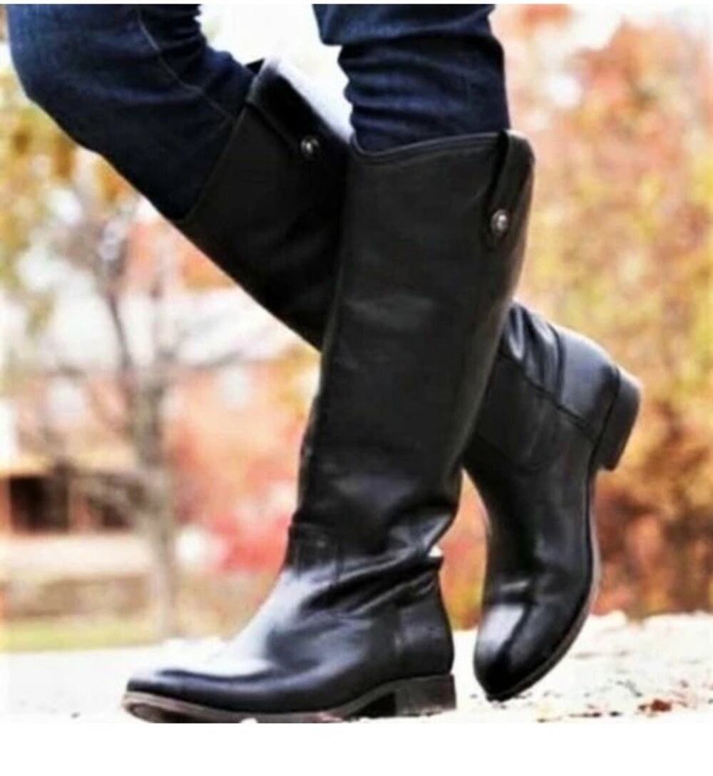 Frye Melissa Button Pull On Boots Size 7.5 B Leather Equestrian Riding Black